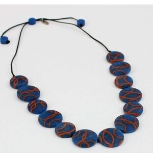 Sylca orange and blue necklace with earrings set